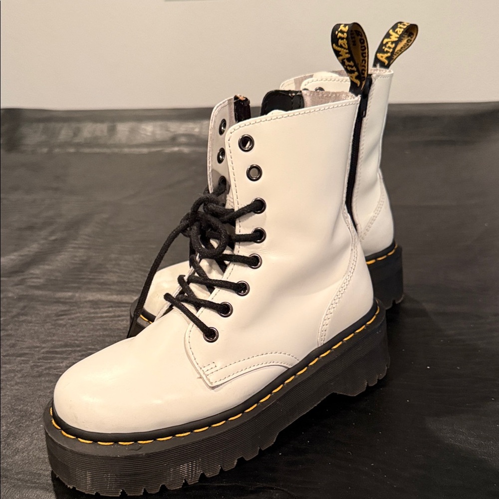 Dr. Martens White Leather Moto Boots